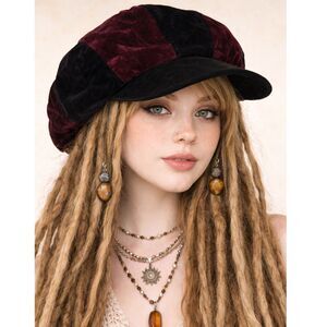 Aardvark’s Odd Ark Velvet Newsboy Cap Patchwork USA Made Goth Boho Hat